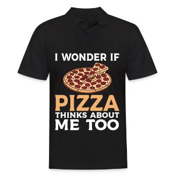 Ob Pizza Auch An Mich Denkt Pizza Food Liebhaber - Männer Poloshirt - Schwarz - Vorne - Kai (181cm)