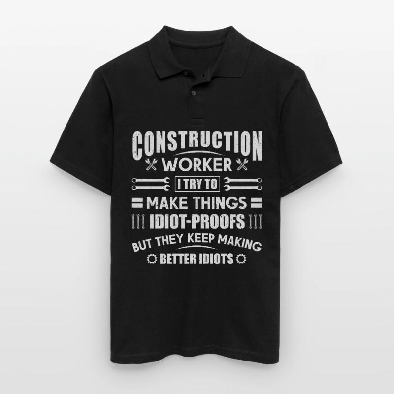 Construction Design For Men Daddy Construction Worker Men's Polo Shirt