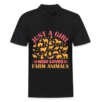 Filles, animaux de ferme, vaches, cochons, chèvres - Polo Homme - noir - Devant - Kai (181cm)