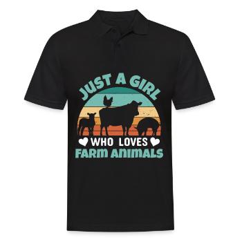 Filles, animaux de ferme, vaches, cochons, chèvres - Polo Homme - noir - Devant - Kai (181cm)