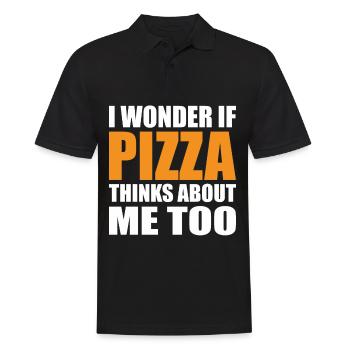 Ob Pizza Auch An Mich Denkt Pizza-Food-Liebhaber - Männer Poloshirt - Schwarz - Vorne - Kai (181cm)