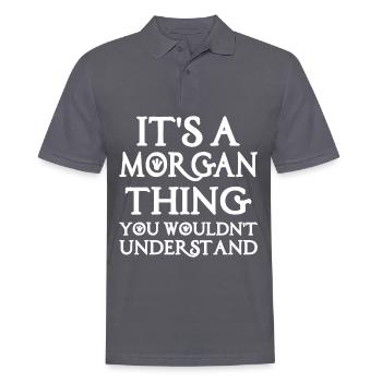Morgan Thing Funny Saying - Men's Polo Shirt - charcoal grey - Front - Nico (186cm)