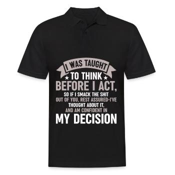 was taught to think sarcastically - Men's Polo Shirt - black - Front - Kai (181cm)
