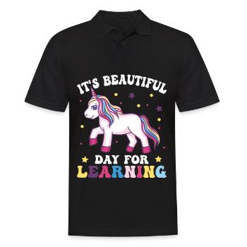 Schöner Tag, Um Einhornlehrer -Schüler Zu Lernen - Männer Poloshirt - Schwarz - Vorne - Kai (181cm)
