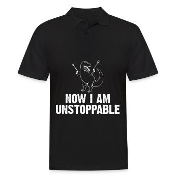 Now I Am Unstoppable Funny T-Rex - Männer Poloshirt - Schwarz - Vorne - Kai (181cm)