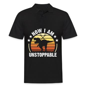 Now I Am Unstoppable Funny T-Rex - Männer Poloshirt - Schwarz - Vorne - Kai (181cm)