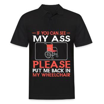 Amputation Überlebende Behinderten Rollstuhlkostüm - Männer Poloshirt - Schwarz - Vorne - Kai (181cm)