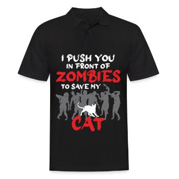 Shirking zombies to save my cat - Men's Polo Shirt - black - Front - Kai (181cm)