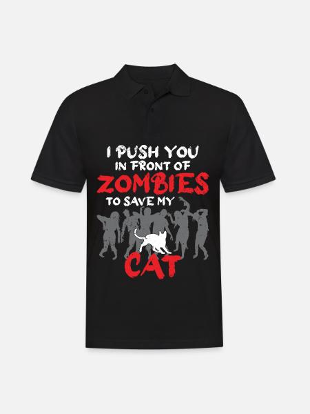 Zombies ontwijken om mijn kat te redden - Mannen poloshirt - zwart