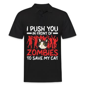 Shirking zombies to save my cat - Men's Polo Shirt - black - Front - Kai (181cm)