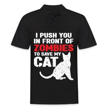 Shirking zombies to save my cat - Men's Polo Shirt - black - Front - Kai (181cm)