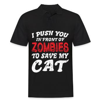 Shirking zombies to save my cat - Men's Polo Shirt - black - Front - Kai (181cm)