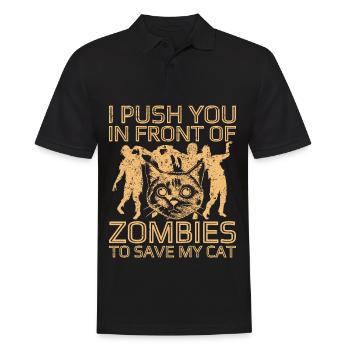 Shirking zombies to save my cat - Men's Polo Shirt - black - Front - Kai (181cm)
