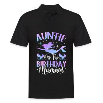 Tante Des Geburtstags-meerjungfrau-designs - Männer Poloshirt - Schwarz - Vorne - Kai (181cm)