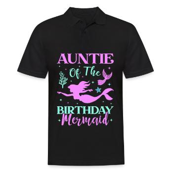 Tante Des Geburtstags-meerjungfrau-designs - Männer Poloshirt - Schwarz - Vorne - Kai (181cm)