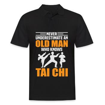 Art du Tai Chi pour les grands-pères, art martial Tai Chi - Polo Homme - noir - Devant - Kai (181cm)