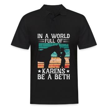Frauen In Einer Welt Voller Karens - Sei Ein Beth - Männer Poloshirt - Schwarz - Vorne - Kai (181cm)