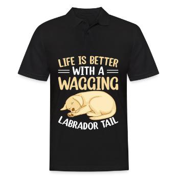 Propriétaire d’un labrador retriever américain Papa de laboratoire noir - Polo Homme - noir - Devant - Kai (181cm)