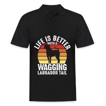 Propriétaire d’un labrador retriever américain Papa de laboratoire noir - Polo Homme - noir - Devant - Kai (181cm)
