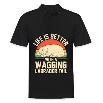 Propriétaire d’un labrador retriever américain Papa de laboratoire noir - Polo Homme - noir - Devant - Kai (181cm)