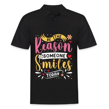 Why someone smiles inspiringly today - Men's Polo Shirt - black - Front - Kai (181cm)
