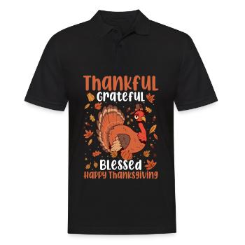 Trruthahn Thanksgiving Funny Design - Men's Polo Shirt - black - Front - Kai (181cm)