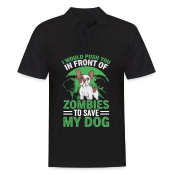 I'd push you in front of zombies dog dogs - Men's Polo Shirt - black - Front - Kai (181cm)