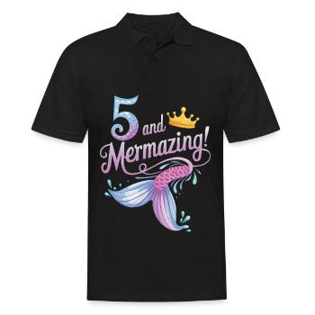 Fille Sirène 5 ans pour l’anniversaire - Polo Homme - noir - Devant - Kai (181cm)