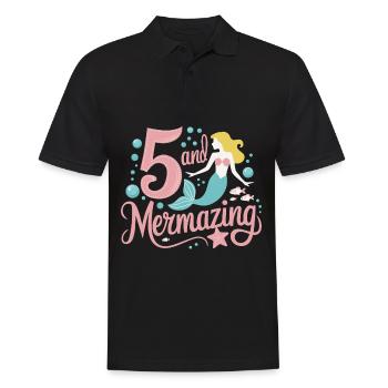 Fille Sirène 5 ans pour l’anniversaire - Polo Homme - noir - Devant - Kai (181cm)