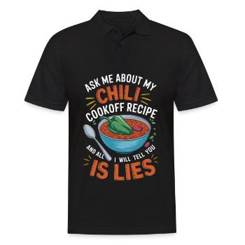 Fragen Sie Mich Nach Meinem Chili Cookoff -Rezept - Männer Poloshirt - Schwarz - Vorne - Kai (181cm)