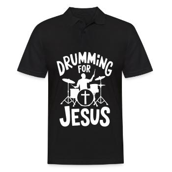 Trommeln Für Jesus Drummer Schlagzeuger - Männer Poloshirt - Schwarz - Vorne - Kai (181cm)