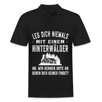 Leg dich niemals mit einem Hinterwäldler an - Männer Poloshirt - Schwarz - Vorne - Kai (181cm)