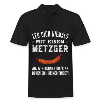 Metzger Wurst - Fleischer und Schlachter - Männer Poloshirt - Schwarz - Vorne - Kai (181cm)
