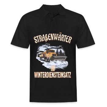 Straßenwärter Im Winterdiensteinsatz LKW - Männer Poloshirt - Schwarz - Vorne - Kai (181cm)