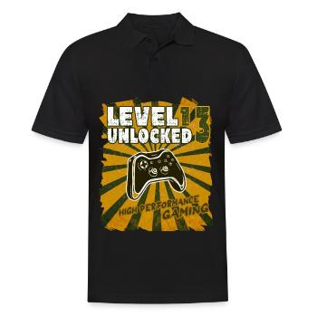 Level 13 Unlocked - Gambler Gamer 13 Birthday - Men's Polo Shirt - black - Front - Kai (181cm)
