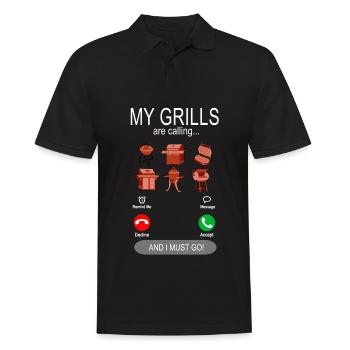 Mes grillades appellent - Barbecue Grillen Griller - Polo Homme - noir - Devant - Kai (181cm)