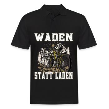 Waden statt Laden Mountainbike Fahrrad fahren - Männer Poloshirt - Schwarz - Vorne - Kai (181cm)