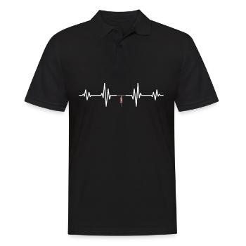MTB Heartbeat Line Mountainbike Fahrrad fahren - Männer Poloshirt - Schwarz - Vorne - Kai (181cm)