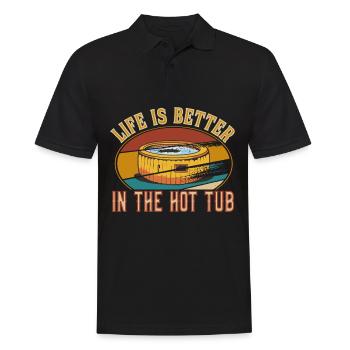 Retro Vintage Life is better in the hot tub - Männer Poloshirt - Schwarz - Vorne - Kai (181cm)