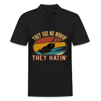 They see me mowin they hatin - Rasen mähen - Männer Poloshirt - Schwarz - Vorne - Kai (181cm)