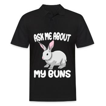 Ask me about my buns - Rabbit Rabbit Rabbit Breeder - Men's Polo Shirt - black - Front - Kai (181cm)