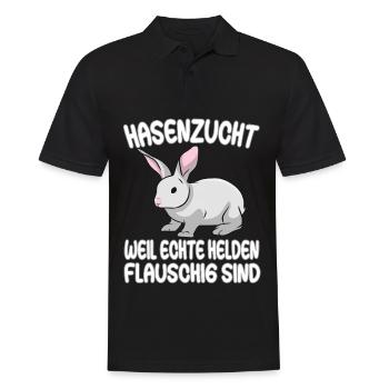 Hasenzucht - weil echte Helden flauschig sind - Männer Poloshirt - Schwarz - Vorne - Kai (181cm)