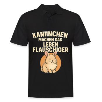 Kaninchen machen das Leben Flauschiger - Männer Poloshirt - Schwarz - Vorne - Kai (181cm)