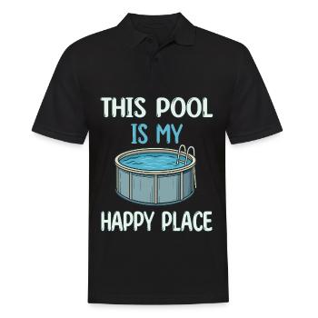 This Pool is my Happy Place - Pool Swimming - Men's Polo Shirt - black - Front - Kai (181cm)