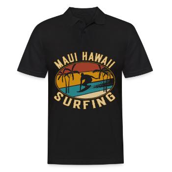 Retro Vintage Maui Hawaii Surfing - Tenue de surfeur - Polo Homme - noir - Devant - Kai (181cm)