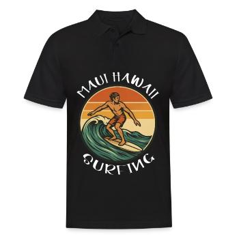 Surfer Maui Hawaii Surfing - Surf Accessories - Men's Polo Shirt - black - Front - Kai (181cm)