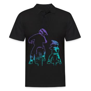 Dirt Bike Papa Sohn Motocross - Männer Poloshirt - Schwarz - Vorne - Kai (181cm)