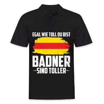 Badische Flagge | Badisch Baden Badener Geschenke - Männer Poloshirt - Schwarz - Vorne - Kai (181cm)