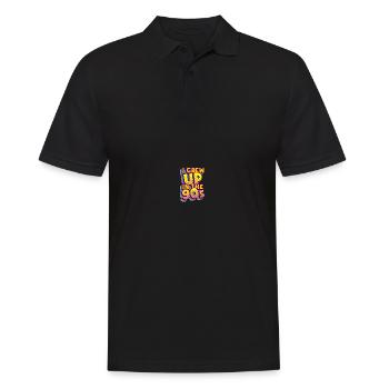 Cadeau de remise en forme rétro PARTY POP ART 1990 des années 90 - Polo Homme - noir - Devant - Kai (181cm)