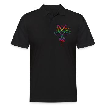 Yoga Lotus Blüte Unalome 1 - Männer Poloshirt - Schwarz - Vorne - Kai (181cm)